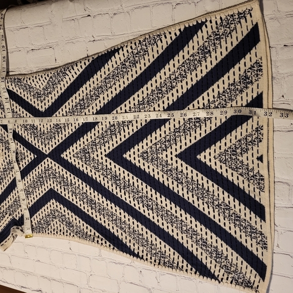 Nic+Zoe Spanish Stripe Chevron Blue Cream Knit Sweater Size SP - Picture 8 of 9